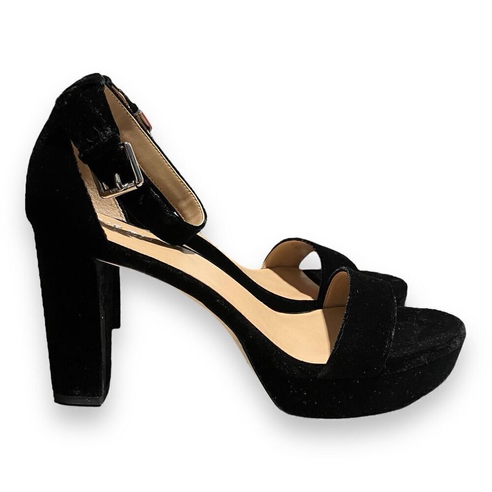 Lauren Ralph Lauren Heels WMNS 11 B Sylvia Black Suede Platform‎ Open Toe